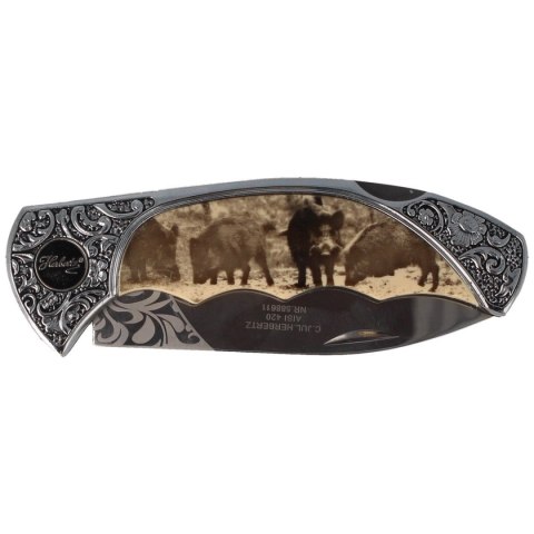 Nóż składany myśliwski motyw dzika Herbertz Solingen Plastic / Stainless, Mirror 420 (ART000401 - 588611) Nóż składany myśliwski motyw dzika Herbertz Solingen Plastic / Stainless, Mirror 420 (ART000401 - 588611)