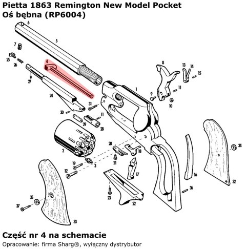Oś bębna Pietta 1863 Remington Pocket (RP6004) Oś bębna Pietta 1863 Remington Pocket (RP6004)