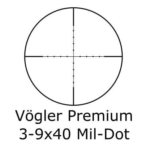 Luneta celownicza Vögler Premium 3-9x40 Mil-Dot, Montaż 11mm Luneta celownicza Vögler Premium 3-9x40 Mil-Dot, Montaż 11mm