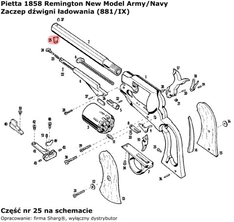 Zaczep dźwigni ładowania Pietta 1858 Remington New Model Army, Stainless Steel (881/IX) Zaczep dźwigni ładowania Pietta 1858 Remington New Model Army, Stainless Steel (881/IX)