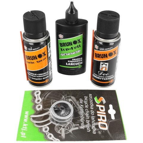 Zestaw do roweru Brunox: Deo, Bike Fit, Top-Kett, Szczotka do łańcucha (MTB SET) Zestaw do roweru Brunox: Deo, Bike Fit, Top-Kett, Szczotka do łańcucha (MTB SET)