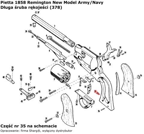 Długa śruba rękojeści 1851 Colt Navy, 1860 Colt Army, 1861 Navy, 1858 Remington (378) Długa śruba rękojeści 1851 Colt Navy, 1860 Colt Army, 1861 Navy, 1858 Remington (378)