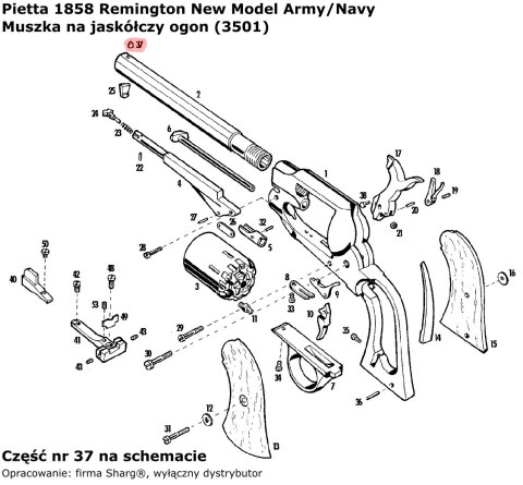 Muszka na jaskółczy ogon rewolwer Pietta 1858 Remington New Model Army / Navy (3501) Muszka na jaskółczy ogon rewolwer Pietta 1858 Remington New Model Army / Navy (3501)