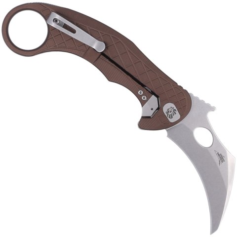 Nóż składany LionSteel L.E.One Karambit Earth Brown Aluminium, Stonewashed MagnaCut by Emerson Design (LE1 A ES)