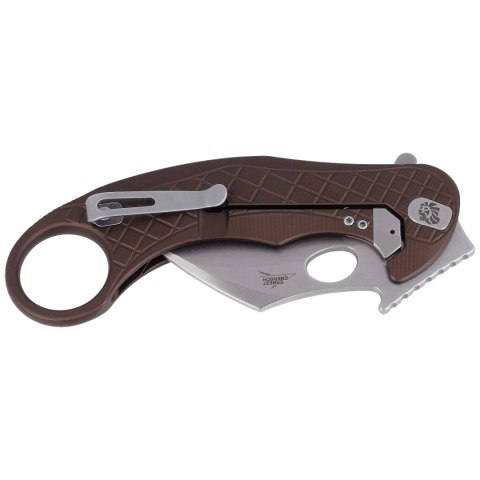 Nóż składany LionSteel L.E.One Karambit Earth Brown Aluminium, Stonewashed MagnaCut by Emerson Design (LE1 A ES)