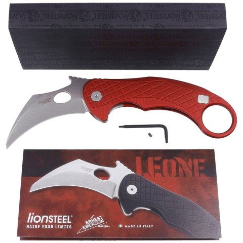 Nóż składany LionSteel L.E.One Karambit Red Aluminium, Stonewashed MagnaCut by Emerson Design (LE1 A RS) Nóż składany LionSteel L.E.One Karambit Red Aluminium, Stonewashed MagnaCut by Emerson Design (LE1 A RS)