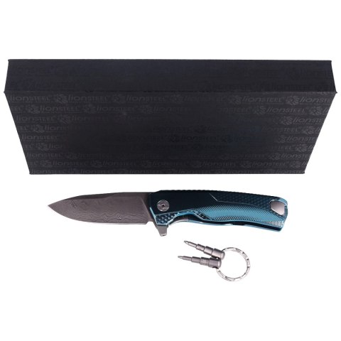 Nóż składany LionSteel ROK Blue Titanium, Chad Nichols Scrambled Damascus (ROK DD BL) Nóż składany LionSteel ROK Blue Titanium, Chad Nichols Scrambled Damascus (ROK DD BL)