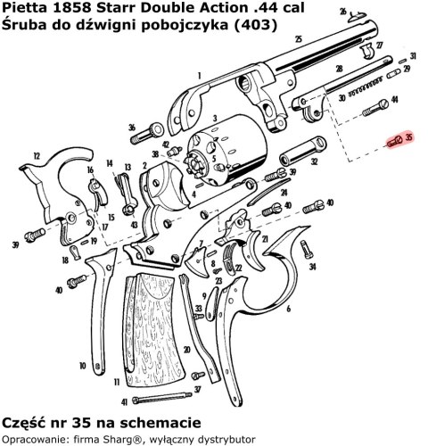 Śruba do dźwigni pobojczyka Colt Navy 1851, Starr 1858, Starr 1863 (403) Śruba do dźwigni pobojczyka Colt Navy 1851, Starr 1858, Starr 1863 (403)