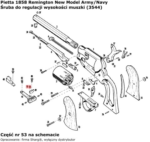Śruba do regulacj wysokościi muszki Pietta Remington 1858 New Model Army/Navy Target (3544) Śruba do regulacj wysokościi muszki Pietta Remington 1858 New Model Army/Navy Target (3544)