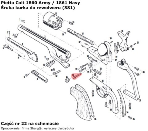 Śruba kurka Pietta Colt Navy 1851, Army 1860, Navy 1861 (381) Śruba kurka Pietta Colt Navy 1851, Army 1860, Navy 1861 (381)