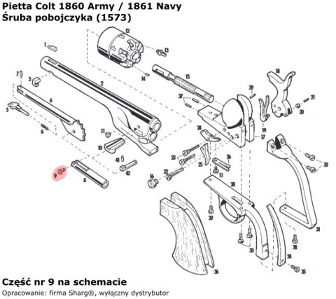 Śruba pobojczyka do rewolweru 1860 Colt Army, 1861 Colt Navy (1573) Śruba pobojczyka do rewolweru 1860 Colt Army, 1861 Colt Navy (1573)