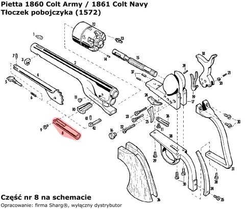 Tłoczek pobojczyka rewolwer Pietta 1861 Colt Navy .36 (1572) Tłoczek pobojczyka rewolwer Pietta 1861 Colt Navy .36 (1572)