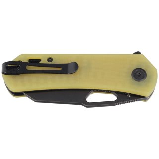 Nóż składany Kubey Knife Duroc Translucent Yellow G10, Black Stonewashed AUS-10 by Colin Maisonpierre (KU332H)