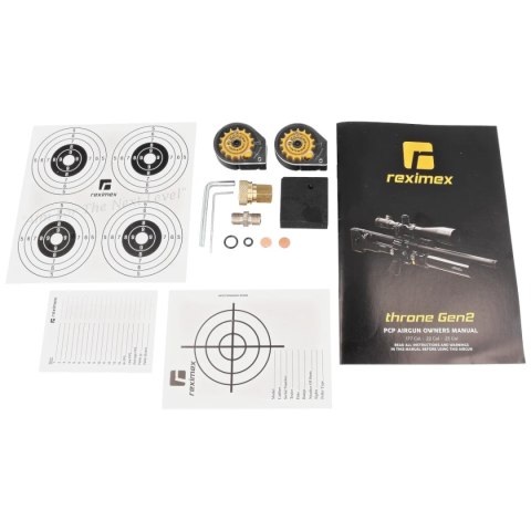 Wiatrówka PCP Reximex Throne Gen 2 FDE Carbon 4.5 mm z regulatorem i tłumikiem Wiatrówka PCP Reximex Throne Gen 2 FDE Carbon 4.5 mm z regulatorem i tłumikiem