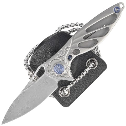 Nóż na szyję RikeKnife Mini Hummingbird Titanium, Rose Damascus by Richard Wu (RK-MINI-P) Nóż na szyję RikeKnife Mini Hummingbird Titanium, Rose Damascus by Richard Wu (RK-MINI-P)