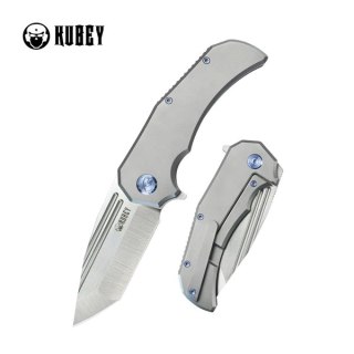 Nóż składany Kubey Bravo One Tanto Grey Titanium, Satin M390 by Mikkel Willumsen (KB366A)
