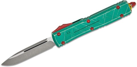 Nóż automatyczny OTF Microtech Ultratech S/E Bounty Hunter Signature Distressed Green Aluminium, Apocalyptic M390 by Tony Marfio