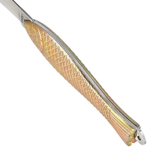 Nóż składany Mikov Fishlet 130 Gold, Stonewashed 420 (130-NZn-1/ZL STONEWASHED)
