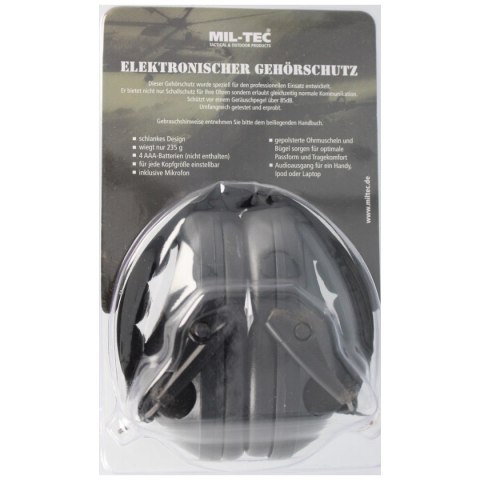 Ochronniki słuchu aktywne Mil-Tec Defenders Black (16243002) Ochronniki słuchu aktywne Mil-Tec Defenders Black (16243002)
