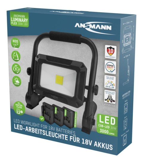 Reflektor roboczy Ansmann FL30W COB-LED 3000lm 18V Reflektor roboczy Ansmann FL30W COB-LED 3000lm 18V