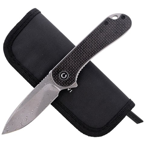 Nóż składany CIVIVI Elementum Flipper Twill Carbon Fiber / Black G10, Damascus (C907DS) Nóż składany CIVIVI Elementum Flipper Twill Carbon Fiber / Black G10, Damascus (C907DS)