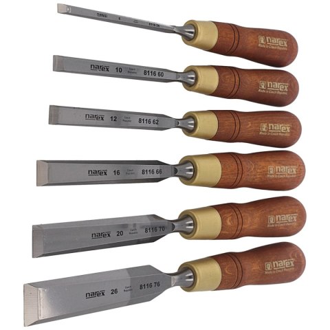 Zestaw 6 dłut stolarskich Narex Premium 6, 10, 12, 16, 20, 26 (853250) Zestaw 6 dłut stolarskich Narex Premium 6, 10, 12, 16, 20, 26 (853250)