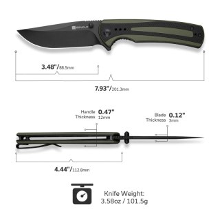 Nóż składany Sencut Regnator Green/Black G10, Black 9Cr18MoV (S24057-2)