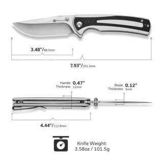 Nóż składany Sencut Regnator White/Black G10, Satin 9Cr18MoV (S24057-3)