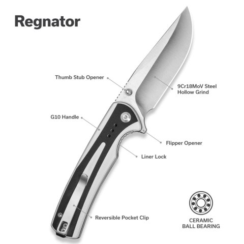 Nóż składany Sencut Regnator White/Black G10, Satin 9Cr18MoV (S24057-3) Nóż składany Sencut Regnator White/Black G10, Satin 9Cr18MoV (S24057-3)