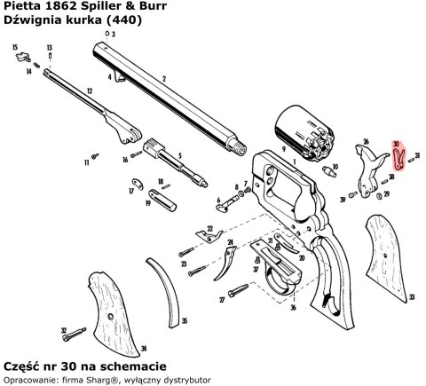 Dźwignia kurka ze sprężyną rewolwer Pietta 1858 Remington New Model Army / Navy, 1862 Spiller & Burr (440) Dźwignia kurka ze sprężyną rewolwer Pietta 1858 Remington New Model Army / Navy, 1862 Spiller & Burr (440)