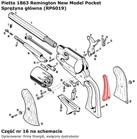 Sprężyna główna Pietta 1863 Remington Pocket (RP6019) Sprężyna główna Pietta 1863 Remington Pocket (RP6019)