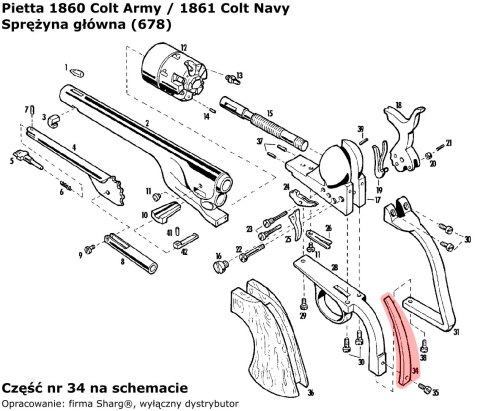 Sprężyna główna rewolwer Pietta 1851 Colt Reb Nord Navy, 1860 Colt Army, 1861 Colt Navy (678) Sprężyna główna rewolwer Pietta 1851 Colt Reb Nord Navy, 1860 Colt Army, 1861 Colt Navy (678)