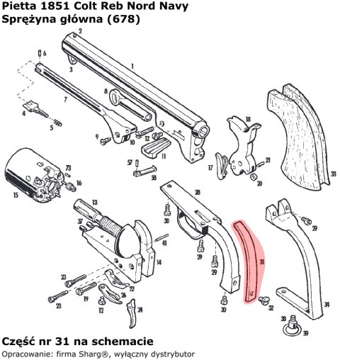 Sprężyna główna rewolwer Pietta 1851 Colt Reb Nord Navy, 1860 Colt Army, 1861 Colt Navy (678) Sprężyna główna rewolwer Pietta 1851 Colt Reb Nord Navy, 1860 Colt Army, 1861 Colt Navy (678)