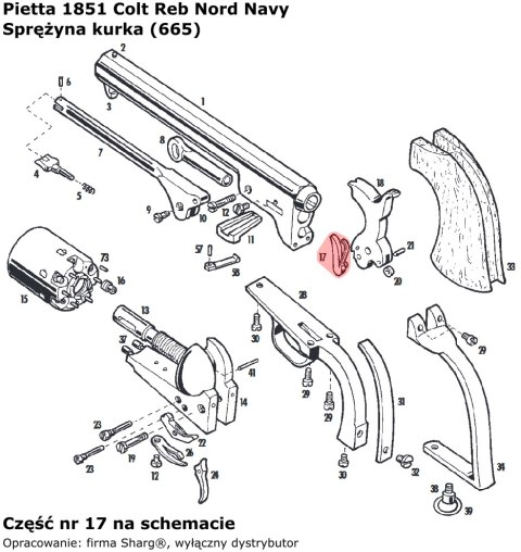 Sprężyna kurka rewolwer Pietta 1851 Colt Navy (665) Sprężyna kurka rewolwer Pietta 1851 Colt Navy (665)