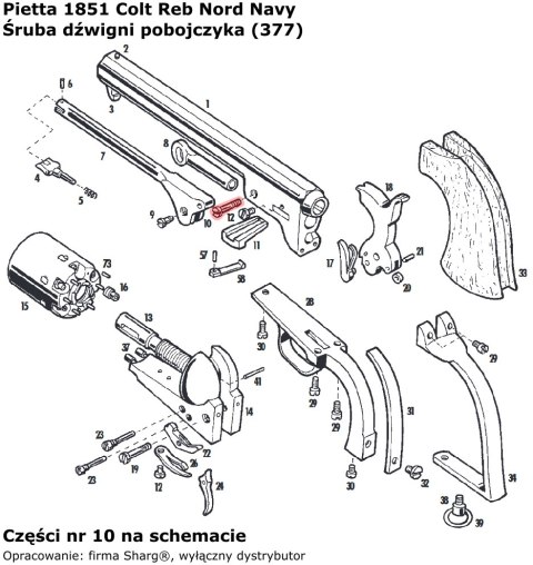 Śruba dźwigni pobojczyka Pietta 1851 Colt Navy (377) Śruba dźwigni pobojczyka Pietta 1851 Colt Navy (377)