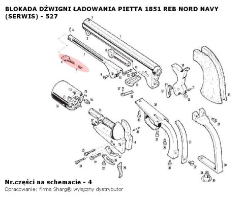 Zatrzask dźwigni ładowania Pietta 1851 Colt REB Nord Navy (527) Zatrzask dźwigni ładowania Pietta 1851 Colt REB Nord Navy (527)