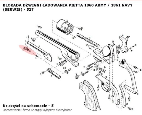 Zatrzask dźwigni ładowania Pietta 1851 Colt REB Nord Navy (527) Zatrzask dźwigni ładowania Pietta 1851 Colt REB Nord Navy (527)