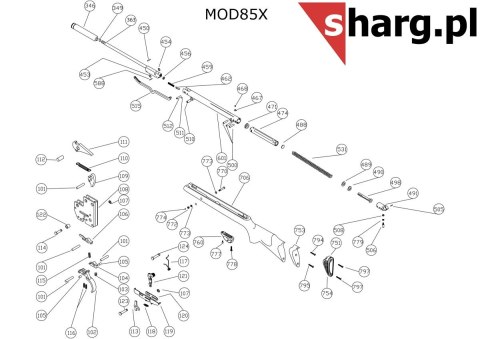 Śruba kontrująca mocująca osadę do Hatsan MOD 55S-155, Dominator 200, Proxima (774)