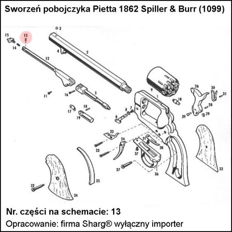 Sworzeń pobojczyka Pietta 1858 Remington, 1862 Spiller & Burr (1099) Sworzeń pobojczyka Pietta 1858 Remington, 1862 Spiller & Burr (1099)